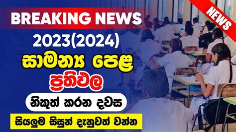 සමාන්‍ය පෙළ ප්‍රතිඵල එන දිනය Ol Exam Results Release Date 2024 Ol