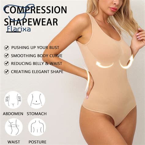 Flarixa Slimming Bodysuit Women One Piece Shapewear Corset Thongs Body