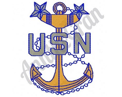Anchor Embroidery Design Navy Embroidery Design Usn Etsy