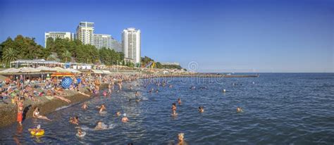 Sochi Russia August 13 2018 Panorama Of The Beach Lighthouse