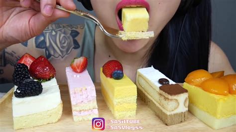 Bites Only Asmr Mousse Cake Cheese Cake Eating Sounds No Talking Sas Asmr Youtube