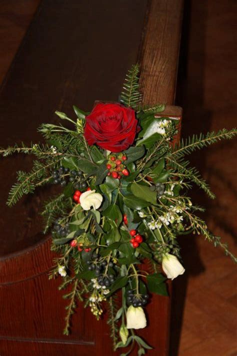 Wedding Flowers From The Herb Of Grace Farnham Winter Pew End Of Grand