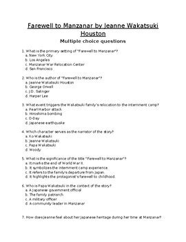 Farewell To Manzanar Multiple Choice Questions With Answer Keys