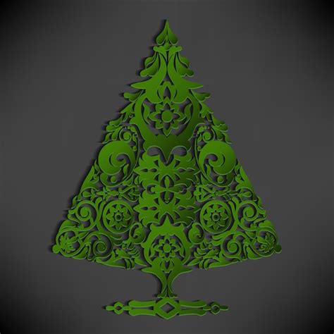 Fondo negro con un árbol de navidad verde Vector Gratis