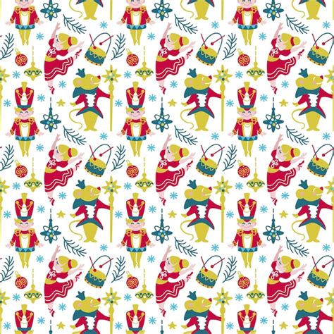 Premium Vector Christmas Pattern Ballet Nutcracker Christmas Tale