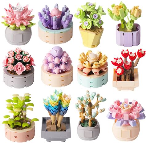 Toys Games Self MOC Building Bricks Everlasting Flower Succulent