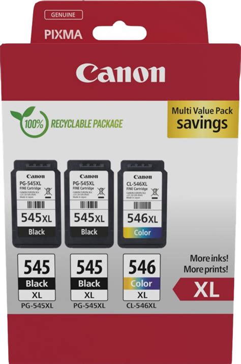 Canon PG 545XL CL 546XL Multipack Schwarz Mehrere Farben Prindo At