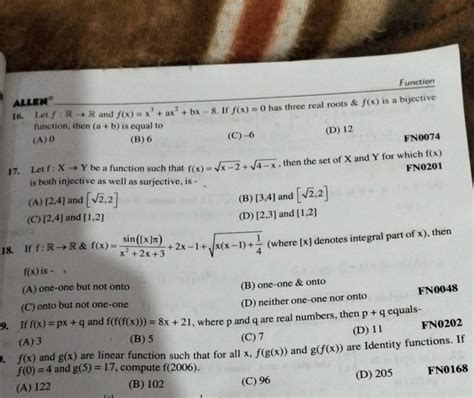 Function 16 Let F R→r And F X X3 Axx2 Bx−8 If F X 0 Has Three Real Ro