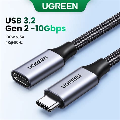 Ugreen Extension Cable Usb C Male To Female Connector Type C Usb C Cable Connector Shopee