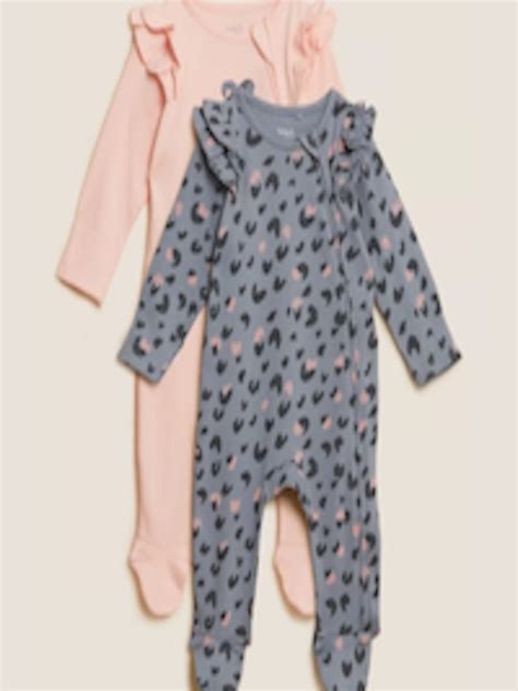 Buy Marks And Spencer Infant Girls Pack Of 2 Printed Pure Cotton Sleepsuits Sleepsuit For Girls