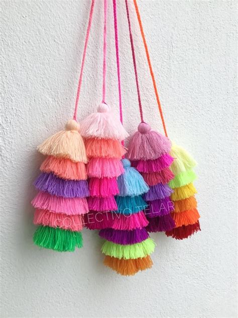 Tassel Pom Poms For Hangbags Mexico Pom Pom Tassel Pom Pom Bag Etsy Saree Tassels Designs Pom