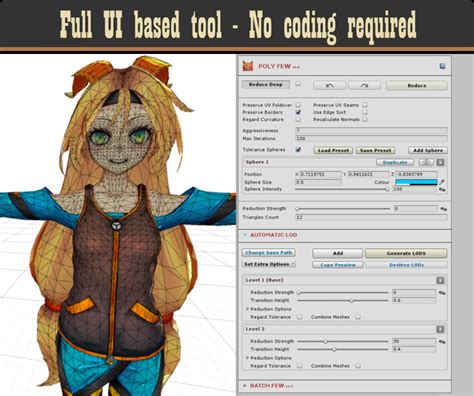 Poly Few Mesh Simplifier And Auto LOD Generator