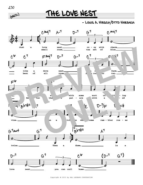 The Love Nest Low Voice By Otto Harbach Sheet Music For Real Book Melody Lyrics And Chords At