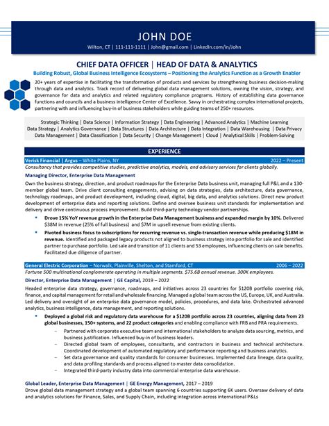 2025 Chief Data Officer CDO Resume Examples Guide