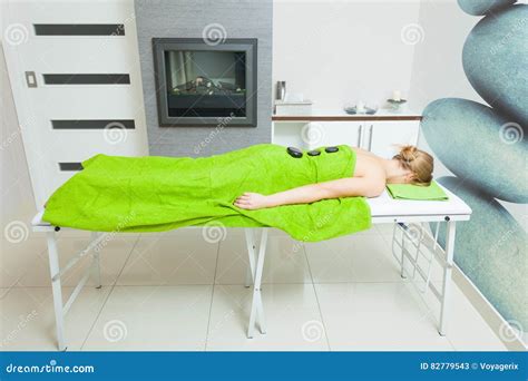 Massage With Hot Rocks Stones In Beautician Stock Image Image Of Skin Massage 82779543