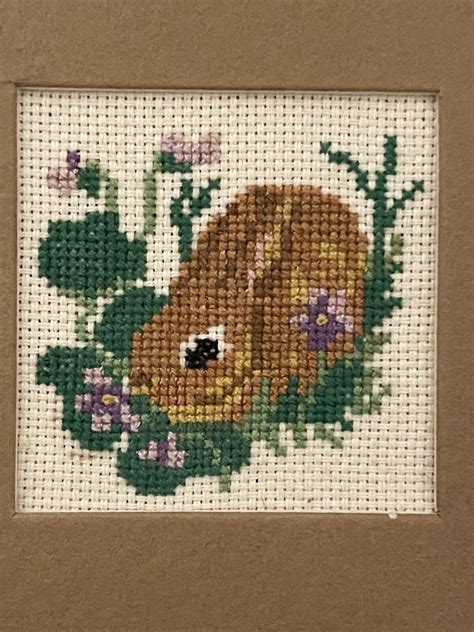 Miniature Cross Stitch Fawn Deer Bunny Rabbit Framed 8x6 Vintage 1980