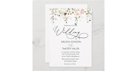 Watercolor Wildflowers Wedding Invitation Zazzle