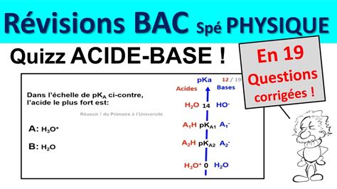 Quiz de révision BAC corrigé Acide Base Terminale Spécialité Physique