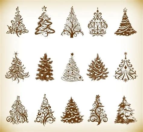 Christmas Tree Vector Graphics Set Vectors Graphic Art Designs In