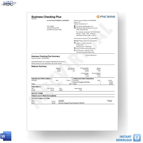 New 2023 Pnc Bank Statement Template Virtual Wallet Spend Statement