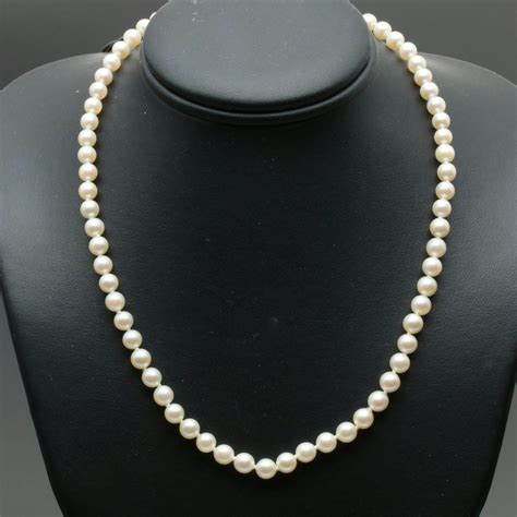 14k White Gold Cultured Pearl Necklace With 10k White Gold Ebth