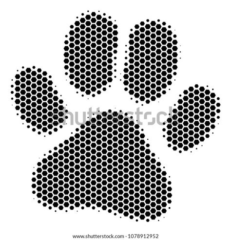 Halftone Hexagonal Paw Footprint Icon Pictogram Stock Vector Royalty