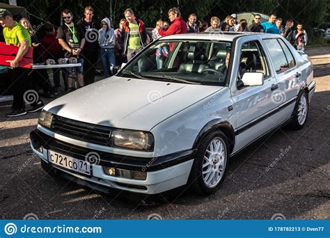 Moscow Russia July 06 2019 Old White Volkswagen Jetta Car With