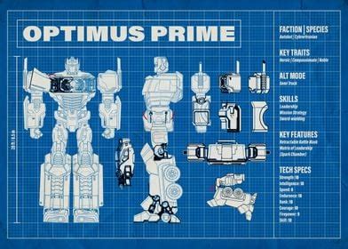 'Optimus Prime Blueprint' Poster by Transformers | Displate