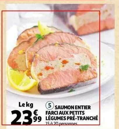 Promo Saumon Entier Farci Aux Petits Légumes Pré tranché chez Auchan