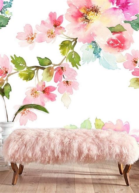 Bold Flower Wallpaper Dreamy Wall Floral Wallpaper Moody Etsy