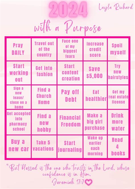 2024 Bingo Vision Board Printable Bingo Template 2024 Personal Goals