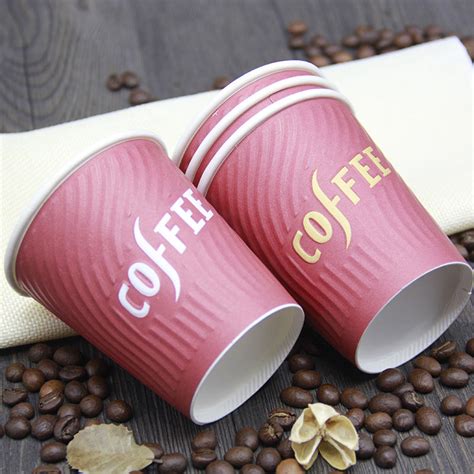 Food Grade Paper Cup Custom Embossed Ripple Wall Disposable Coffee Pap