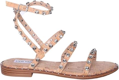 Steve Madden Flat Leather Studded Sandal With Three Bands