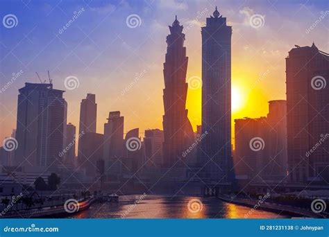 Dubai City Skyline In The Morning Editorial Stock Photo Image Of