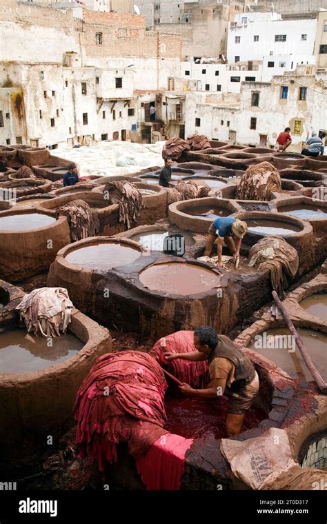 The tanneries souk at the Medina (old town). Fes el Bali, Fes. Morocco Stock Photo - Alamy