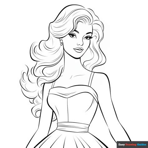 Ballroom Barbie Coloring Page Easy Drawing Guides