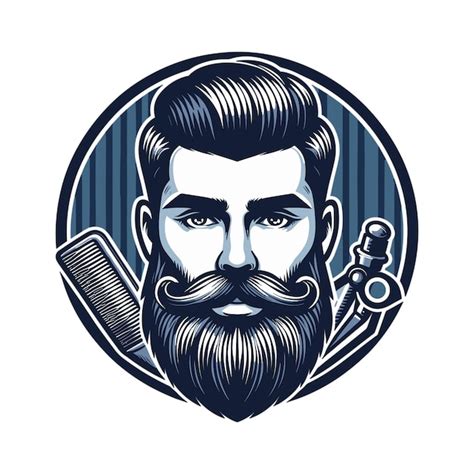 Premium Vector Bearded Barber Head Logo In A Stylish Circle Vector