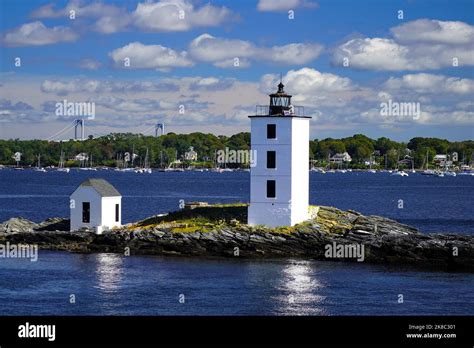 Historic Dutch Island Lighthouse in Narragansett Bay in Rhode Island Stock Photo - Alamy