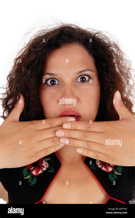 Shocked Woman With Hand Over Mouth Stock Photo Alamy