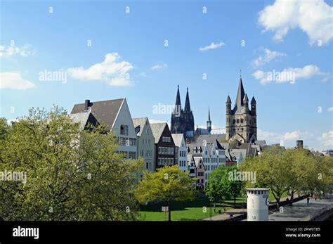 Cologne old town view with promenade Stock Photo - Alamy