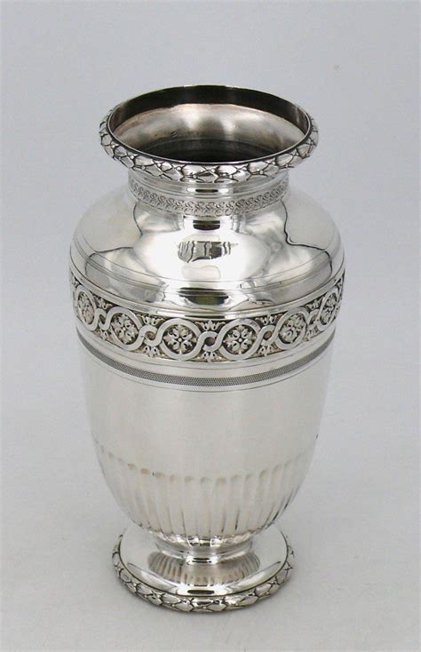 Proantic Boin Taburet Vase En Argent Massif De Style Louis Xvi Exce