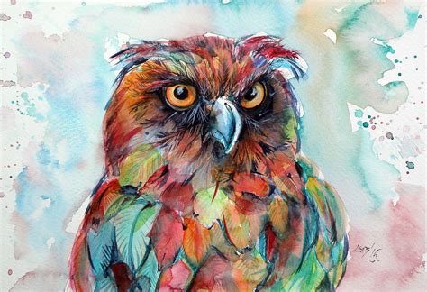 Colorful Owl Painting By Kovacs Anna Brigitta Fine Art America