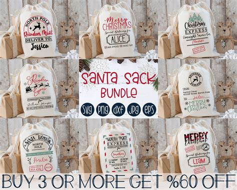 Santa Sack Svg Bundle Christmas Sack Svg Personalized T Etsy Uk