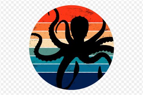 Octopus Silhouette Retro Sunset Vintage Graphic By Topstar Creative