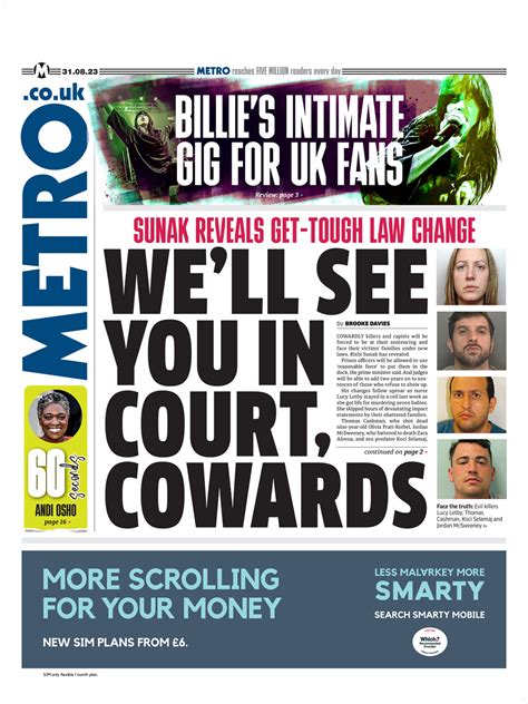 Metro Front Page 31st Of August 2023 Tomorrows Papers Today