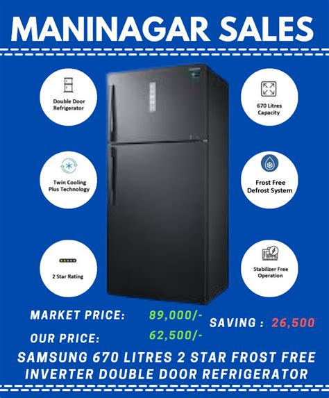 Black Samsung 670 Litres 2 Star Frost Free Inverter Double Door Refrigerator Model Namenumber