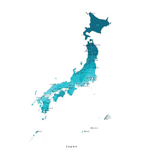 aislado ilustración simplificado administrativo mapa de Japón azul