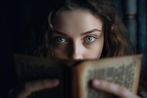 Retrato De Livro Feminino De Uma Menina Um Livro Aberto Na Frente