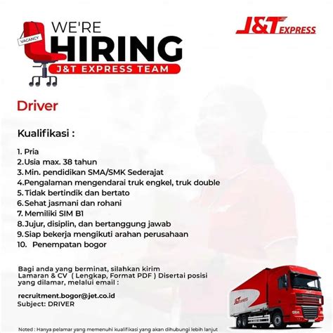 Loker J T Express Bogor Driver Lowongan Kerja