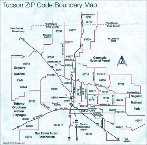 Tucson Zip Code Map - AZ Tucson Map by Zip Codes [Printable]